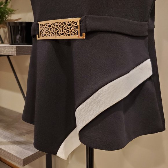 Black Cap Sleeve Top by sof  With Metal Accent - Picture 4 of 8